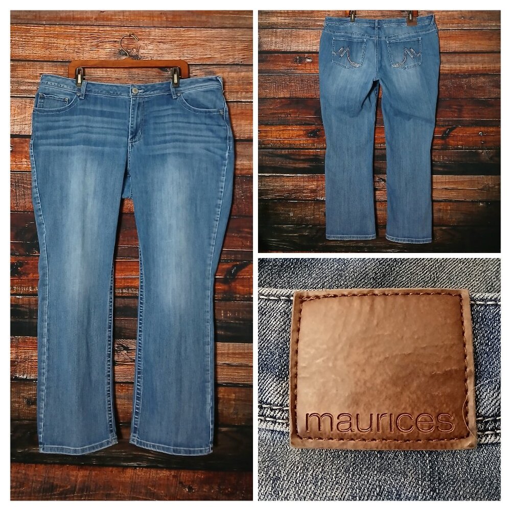 Maurices Jeans Plus Size 20 W Mid Rise Straight Blue Denim Stretch